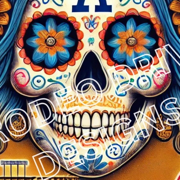 LOS ANGELES DODGERS DAY OF THE DEAD PRINT 20X16 DODGERS WORLD SERIES PRINT - Picture 2 of 2